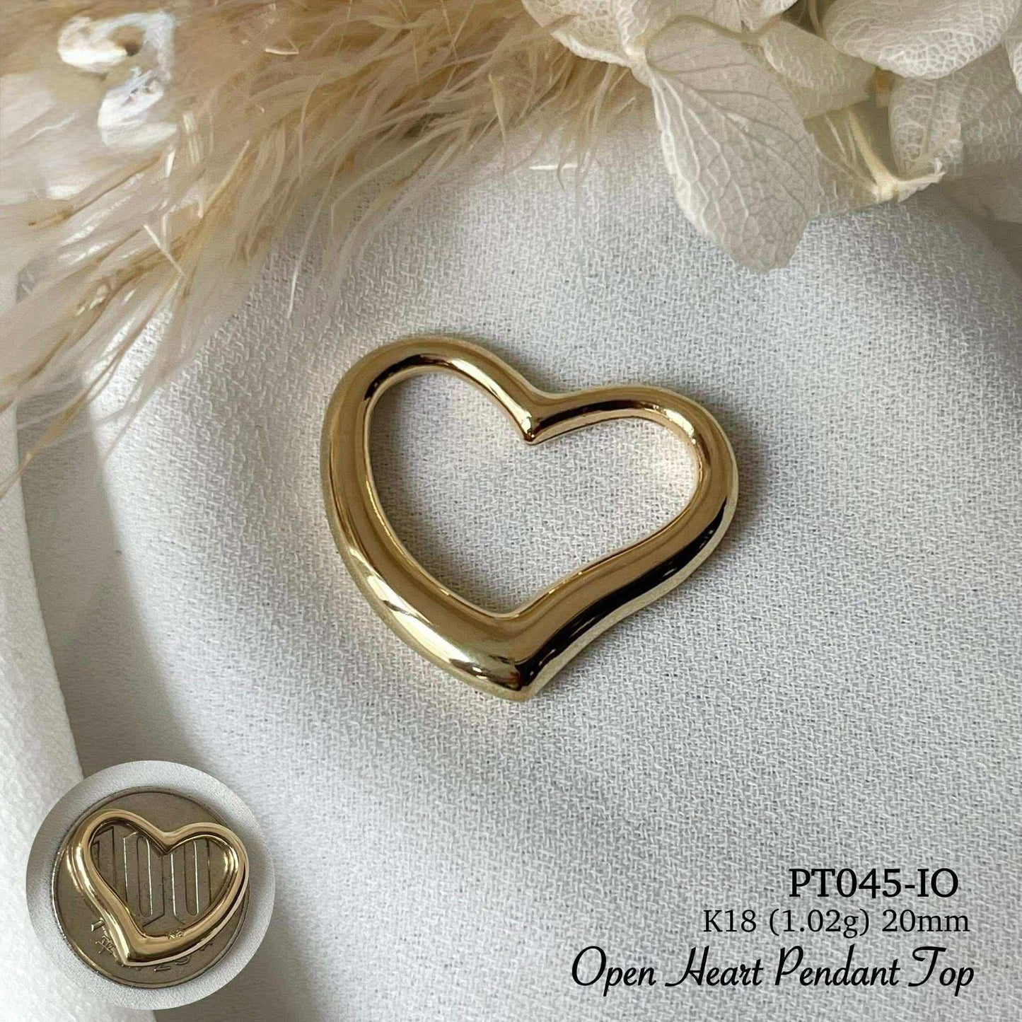K18 OPEN HEART PENDANT TOP