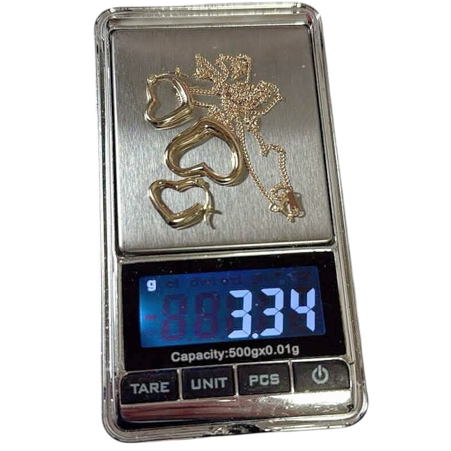 K18 NECKLACE/ OPEN HEART PENDANT and EARRINGS