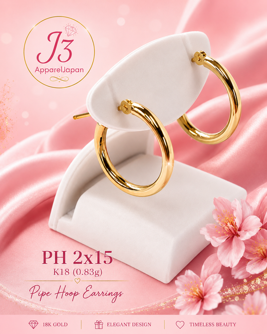 K18 PIPE HOOP EARRINGS