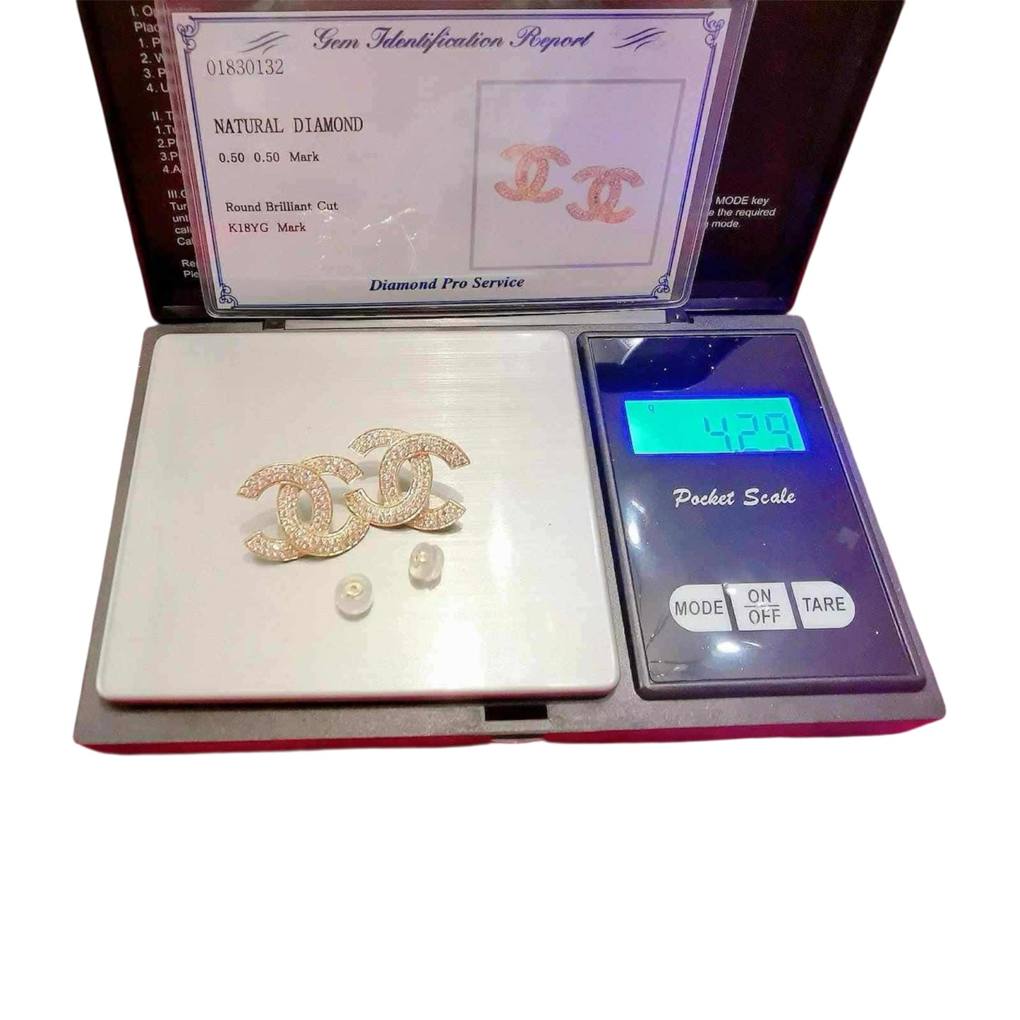 K18 CC EARRINGS- NEW