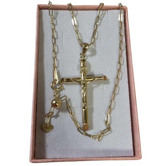 K18 PAPER CLIP ADJUSTER w/ INRI CROSS