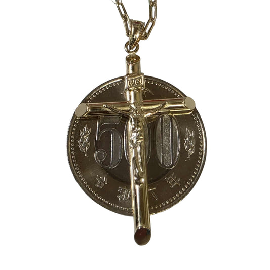 K18 PAPER CLIP ADJUSTER w/ INRI CROSS