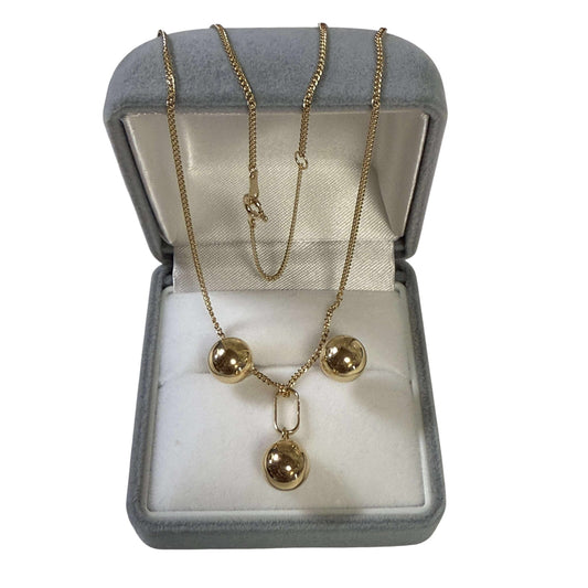 K18 NECKLACE BALL w/ EARRINGS