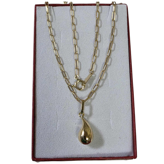 K18 PAPER CLIP / TEARDROP PENDANT